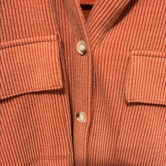 Peach Love California Terracotta Ribbed Shacket - Picture 3 of 8